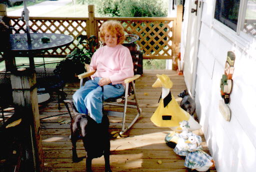 Mom and Onyx on the Front Deck